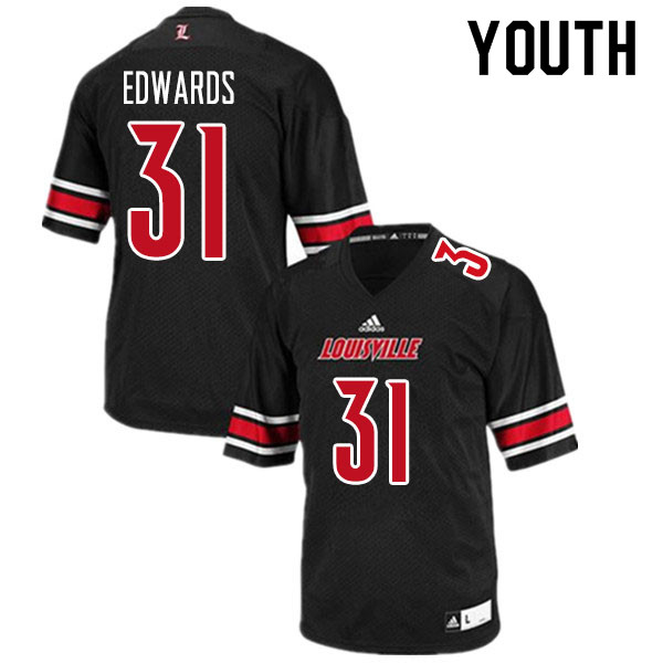 Youth #31 Zach Edwards Louisville Cardinals College Football Jerseys Sale-Black